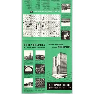 Philadelphia PA Adelphina Hotel Original Brochure Vintage 1940's Chestnut Street